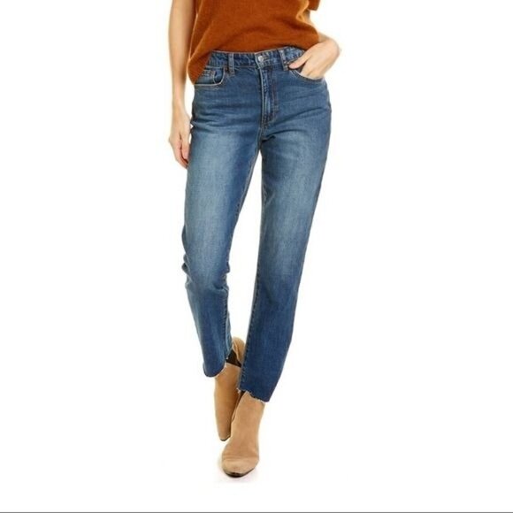 NWOT Joe's Jeans High Rise Straight Leg Ankle Fray Jeans in Paula Wash Blue 27 - Picture 1 of 7